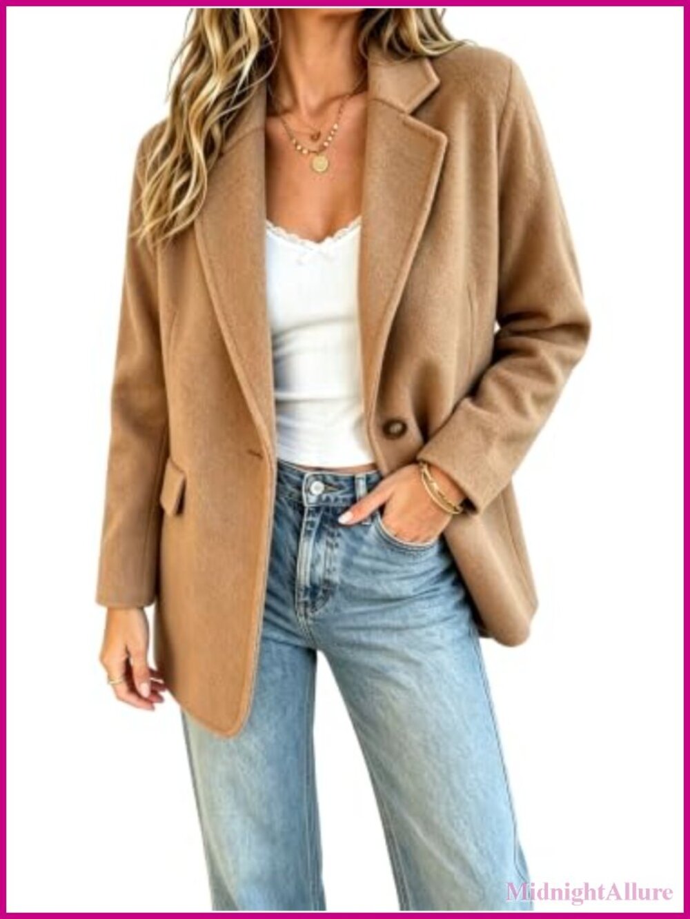 Wool Blend Blazer Open Front Pea Coat Business Office Jacket